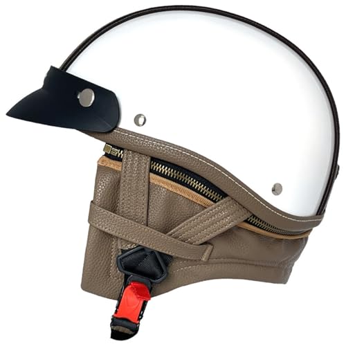 Retro Halbschalenhelm DOT/ECE-Zulassung Halbhelme Motorradhelm Für Damen Und Herren Erwachsene, Jet-Helm Mit Schnellverschluss-Schnalle, Open Face Helm Für Cruiser Scooter E-Bike 2,S=55-56CM von LPXPLP