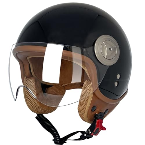 Retro Motorrad Motorradhelm, Motorrad Jethelm 3/4 mit Visier, ECE-Zertifiziert für Herren und Damen - Ideal für Moped, Mofa, Scooter und Roller, Halbschalenhelm 4,M=57~58cm von LPXPLP