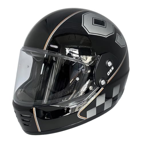 Vintage Vollhelm Integralhelm Motorrad Scooter Retro Classic Crash Racing Touring ECE-geprüfter Helm,Atmungsaktiv und Warm für Erwachsene Männer Women 10,L=59-60CM von LPXPLP