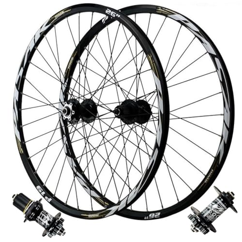 LPYDWZ MTB Fahrrad Laufradsatz 27,5 29 Zoll, Aluminiumlegierung Fahrradfelge 32H Abgedichtetes Lager Mountainbike Vorderrad Hinterrad Kassettennaben 26 Zoll for 7-12 Geschwindigkeit(BLACK Front+Rear,2 von LPYDWZ