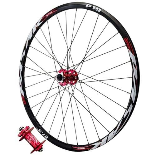 LPYDWZ MTB Fahrrad Laufradsatz 27,5 29 Zoll, Aluminiumlegierung Fahrradfelge 32H Abgedichtetes Lager Mountainbike Vorderrad Hinterrad Kassettennaben 26 Zoll for 7-12 Geschwindigkeit(RED Front wheel,26 von LPYDWZ