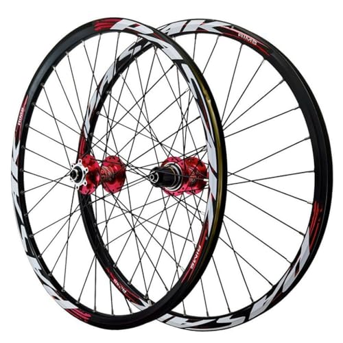 LPYDWZ MTB Fahrrad Radsatz 27,5 29 Zoll Scheibenbremse Doppelwandige Aluminiumlegierungsfelge Hybrid/Vorne und Hinten QR Fahrradrad 32H for 7-12 Geschwindigkeit(Rot,26 INCH) von LPYDWZ