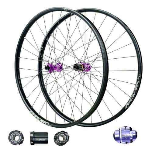 LPYDWZ MTB Fahrradräder 26/27,5/29 Zoll, Aluminiumlegierung 54T Hybrid/abgedichtete Lager 110 148MM Steckachse Fahrradfelge 28 Loch for 11/12 Geschwindigkeit 1950g(Purple-A Hub,29 inch) von LPYDWZ