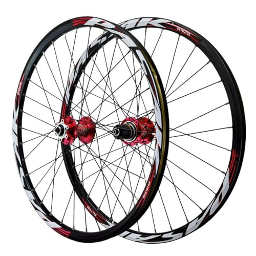 LPYDWZ MTB Laufradsatz 24 Zoll 26/27,5/29 Zoll, Aluminiumlegierung Abgedichtete Lager Fahrradfelge 32H Mountainbike Vorderrad Hinterrad Kassettennaben for 7–12 Gänge(RED Front+Rear,26 inch) von LPYDWZ