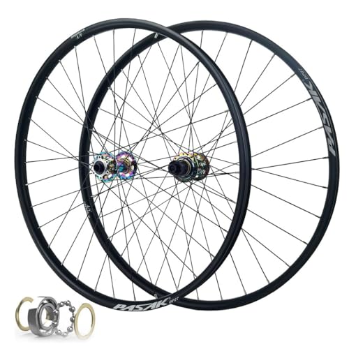 LPYDWZ Mountainbike Radsatz 26 27,5 29 Zoll, Scheibenbremse 32H MTB Räder Vorne und Hinten Felge mit Steckachse 142MM for 8-12 Gang Kassette 2150g(Chrome,27.5 inch) von LPYDWZ