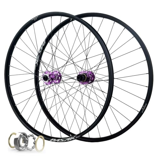 LPYDWZ Mountainbike Radsatz 26 27,5 29 Zoll, Scheibenbremse 32H MTB Räder Vorne und Hinten Felge mit Steckachse 142MM for 8-12 Gang Kassette 2150g(Purple,29 inch) von LPYDWZ