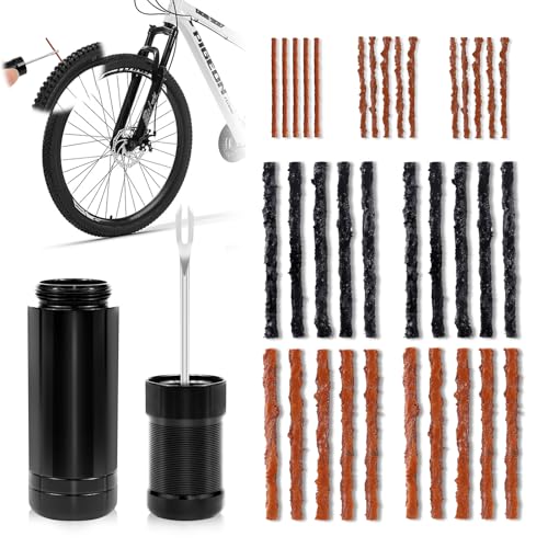 LPZMPZ Tubeless Reparaturset Tire Repair Set Reifen Reparatur Tool Kit Rennrad Flickset Fahrradreifen Reparaturse Strips Inklusive Klebestreifen und Gabel für MTB Gravelbike Road Bike von LPZMPZ