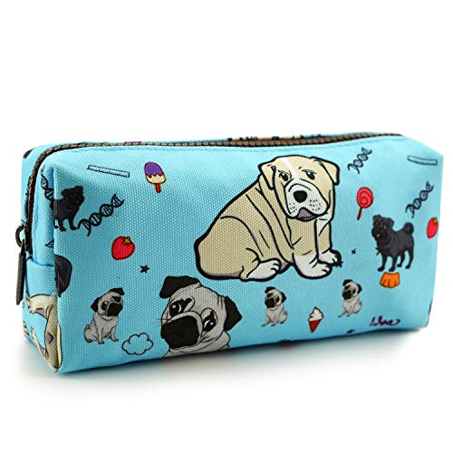 Federmäppchen mit süßen Hunde-Motiven aus Leinen für Stifte und Schreibwaren, auch als Make-up- und Kosmetiktasche geeignet, blau Federmäppchen mit süßen Hunde-Motiven aus Leinen für Stifte und Schreibwaren, auch als Make-up- und Kosmetiktasche geeignet, blau von LParkin