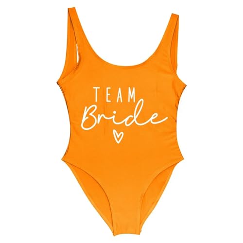 LQHYDMS Bikini Damen S-3xl Team Braut Einteiliger Badeanzug Squad Frauen Bademode Bachelorette Party Badeanzug Sommer Strandbekleidung Badeanzug-orange-3xl von LQHYDMS