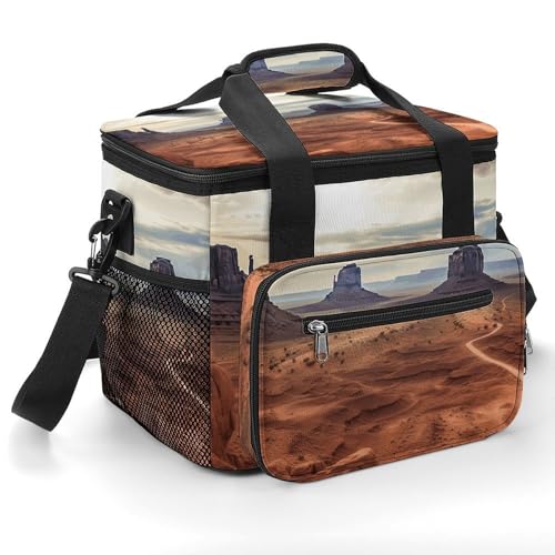 Isolierte Camping-Kühltasche, Monument Valley Druck, Eisbeutel mit auslaufsicherem Futter, 22,5 l Fassungsvermögen, tragbare Thermotasche für Camping, Picknick von LQPMNK