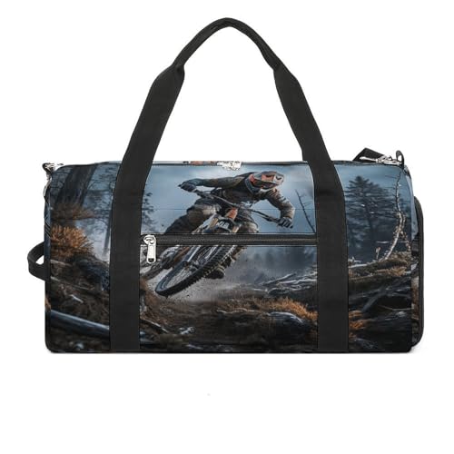 LQPMNK Fitness Tasche, Mountainbike Turnier Print Wiederverwendbare Turnbeutel Sport Reise Fitness Tasche Essentials Gym Bag mit Schuhfach, Style, Style, One Size, Stil:, Einheitsgröße von LQPMNK