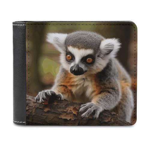 LQPMNK PU Leder Geldbörse Affe Lemur Niedlich Druck Geldbörse mit mehreren Steckplätzen Elegante Brieftasche Business Wallet Reisebrieftasche Bifold Wallet Stil One Size Minimalistisch, Stil:, von LQPMNK