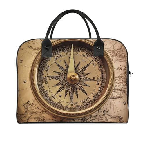 Multifunktionale Reisetasche, Kompass-Navigationsdruck, Reisetasche, Reisetasche, Handgepäcktasche, Übernachtungstasche, Wochenendtasche, Schwarz, Einheitsgröße, Schwarz , Einheitsgröße, Modern von LQPMNK