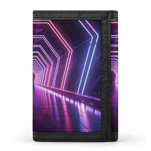 Trifold Wallet, Neon Lights Tunnel Print Wallet with Multiple Slots Elegant Wallet Business Wallet Travel Wallet Multi Pocket Wallet, Style, One Size, Minimalist, Stil:, Einheitsgröße, Minimalistisch von LQPMNK