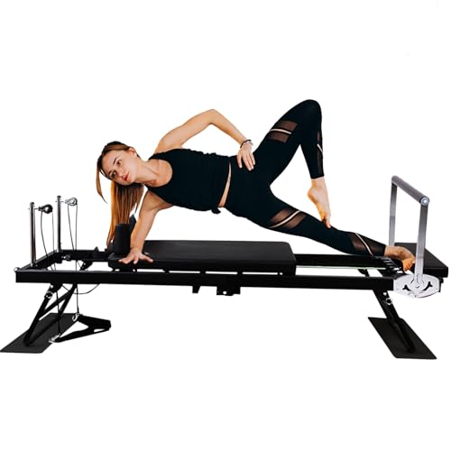 LQQHFSW Pilates-Reformer, Mehrzweck-Pilates-Reformer Faltbar Heimtrainingsgerät, Geeignet für Studio, Fitnessstudio, Yoga, Krafttraining(Black) von LQQHFSW