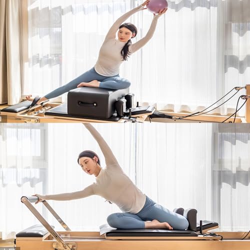 LQQHFSW Pilates-Reformer-Maschine, Multifunktionales Fitnessbett einstellbare Intensität FüR Zuhause Und Fitnessstudio Mit Yogaball Übung Yoga-Ausrüstung von LQQHFSW