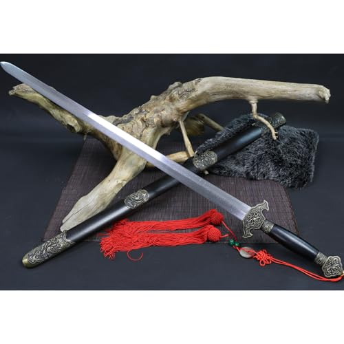 LQSLFsword 102cm Langes Schwert, zweihändiges Schwert， Katana，Samuraischwert，Sharp， Handgeschmiedeter Damaskusstahl von LQSLFsword