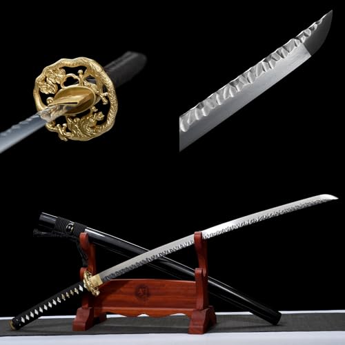 LQSLFsword 103cm Hochwertig Katana，Samuraischwert，Sharp，katana Schwert scharf， Handgeschmiedeter Damaskusstahl Sammlung, Geschenke, Wildnis Überleben von LQSLFsword