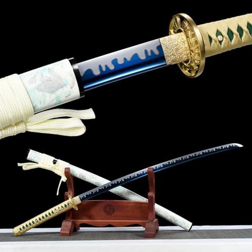 LQSLFsword 103cm Katana，Samuraischwert，Sharp，Katana Schwert scharf， Handgeschmiedeter hoher Manganstahl von LQSLFsword