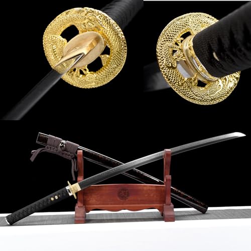 LQSLFsword 103cm Katana，Samuraischwert，Sharp，katana Schwert scharf， Hand geschmiedete T10 Stahl brennende Klinge von LQSLFsword