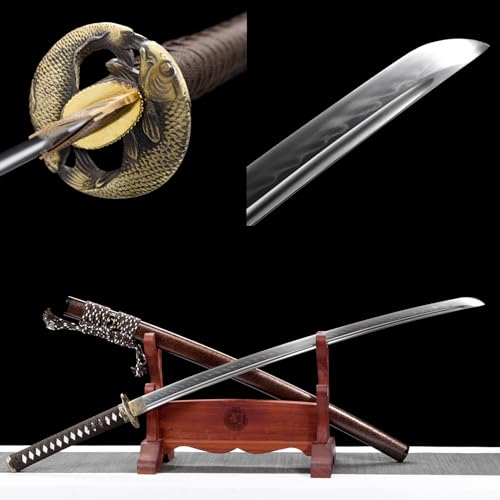 LQSLFsword 103cm Katana，Samuraischwert，Sharp，katana Schwert scharf， Hand geschmiedete T10 Stahl brennende Klinge von LQSLFsword