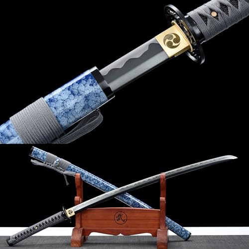 LQSLFsword 103cm Katana，Samuraischwert，Sharp，katana Schwert scharf， Handgeschmiedeter hoher Manganstahl von LQSLFsword