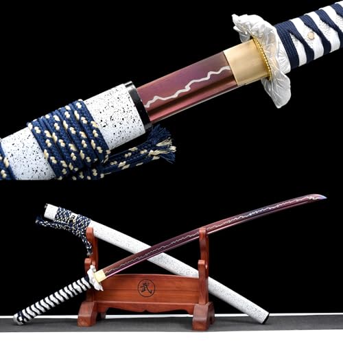 LQSLFsword 103cm Katana，Samuraischwert，Sharp，katana Schwert scharf， Handgeschmiedeter hoher Manganstahl von LQSLFsword