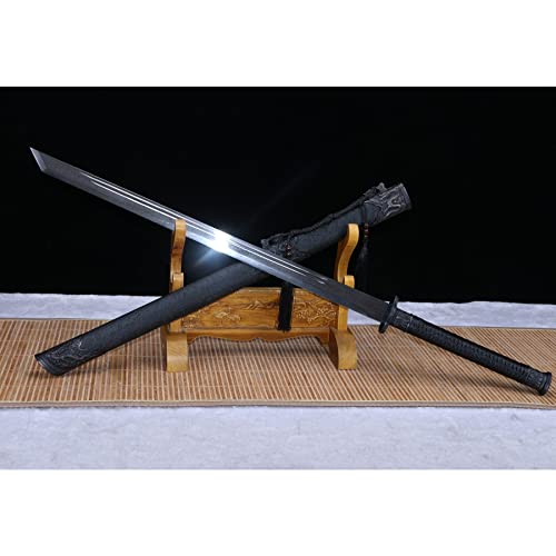 LQSMX sword 43.3 in Broadsword/scharf/Chinesisches Kampfsportmesser Katana Schwert echt Samuraischwert Handgefalteter geschmiedeter Damaskusstahl von LQSMX sword