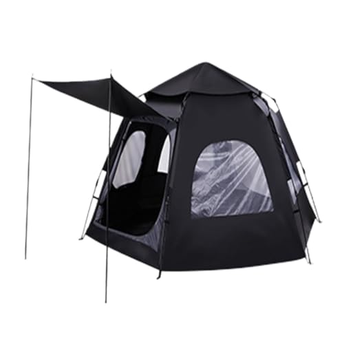 Tent for Camping Zelt Sechseckiges Zelt Outdoor Camping 5-8 Personen Faltzelt Automatisches Schnellöffnen Outdoor Camping Zelt Zelte (Color : Black, Size : A) von LQVAIPT