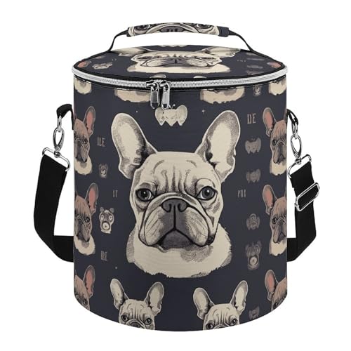 Camping-Kühltasche, "I Love French Bulldogge", bedruckte Kühltasche, isolierte Reise-Kühltasche, Lebensmittel-Kühltasche von LQWOK