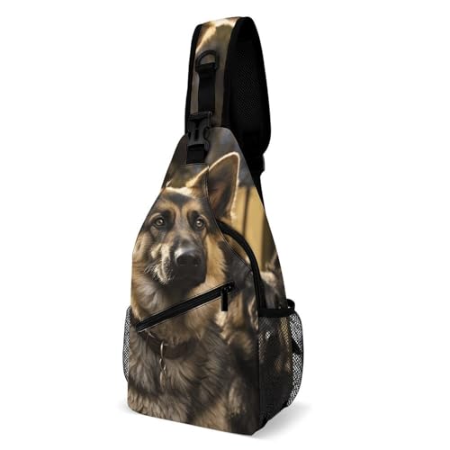 Große Brusttasche, Motiv: Deutscher Schäferhund, Reise-Brusttasche, Cartoon-Brusttasche, einfach zu tragen, Lauf-Brusttasche, Deutscher Schäferhund, 38 x 20 cm, Rucksack, Deutscher Schäferhund, von LQWOK