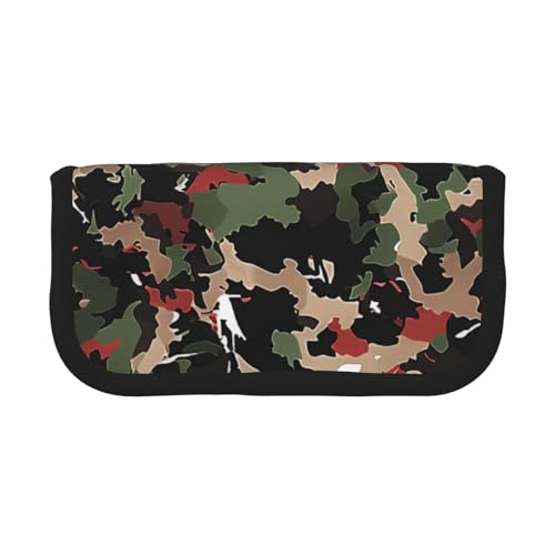 LRHCNZDCP Federmäppchen mit Camouflage-Muster, Leinen, Make-up-Tasche, Gadget, Stiftebox mit Reißverschluss, Schwarz , Einheitsgröße, Schulranzen von LRHCNZDCP