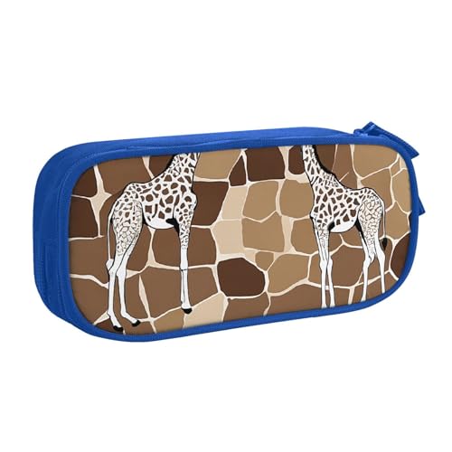 LRHCNZDCP Federmäppchen mit Giraffen-Druck, großes Fassungsvermögen, doppellagig, leicht, langlebig, Stiftebox, Schreibtisch-Organizer, Make-up-Tasche, Schwarz, blau, Einheitsgröße, Lässiger von LRHCNZDCP