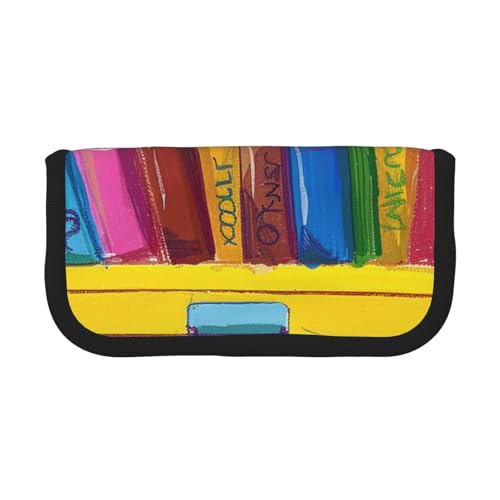 LRHCNZDCP Niedliche Buntstift-Box, bedrucktes Federmäppchen, Leinen, Make-up-Tasche, Gadget-Stifttasche, Stiftebox mit Reißverschluss, Schwarz , Einheitsgröße, Schulranzen von LRHCNZDCP