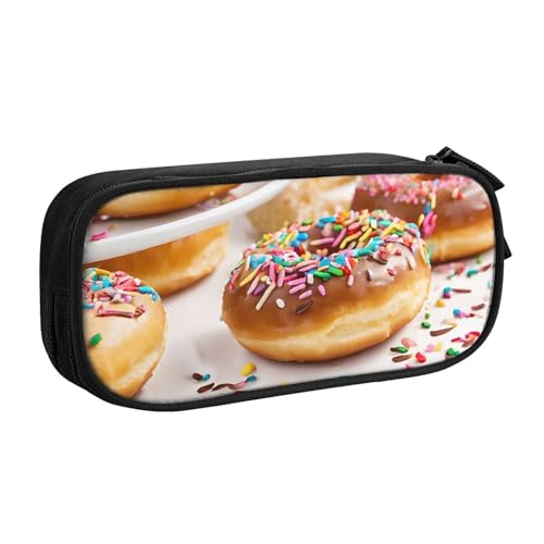 LRHCNZDCP Stifteetui mit weihnachtlichem Donuts-Motiv, großes Fassungsvermögen, doppellagig, leicht, langlebig, Stiftebox, Schreibtisch-Organizer, Make-up-Tasche, Schwarz, Schwarz , Einheitsgröße, von LRHCNZDCP