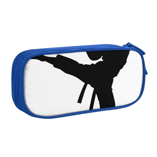 LRHCNZDCP Taekwondo Kampfsport-bedrucktes großes Fassungsvermögen, doppellagiges Stifteetui, leicht, langlebig, Federmäppchen, Stiftebox, Schreibtisch-Organizer, Make-up-Tasche, schwarz, blau, von LRHCNZDCP