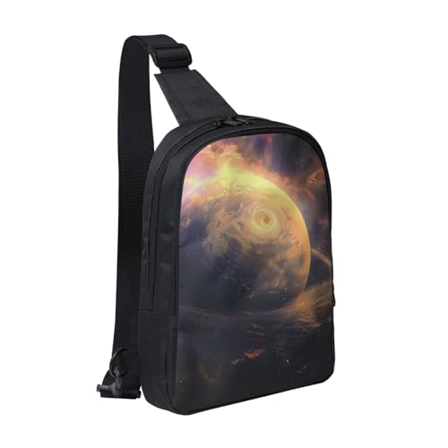 Planet bedruckte Brusttasche für Herren und Damen, wasserdichter Crossbody-Rucksack für Läufer, Workout, Wandern, Radfahren, Reisen, Schwarz , Einheitsgröße, Lässiger Tagesrucksack von LRHCNZDCP