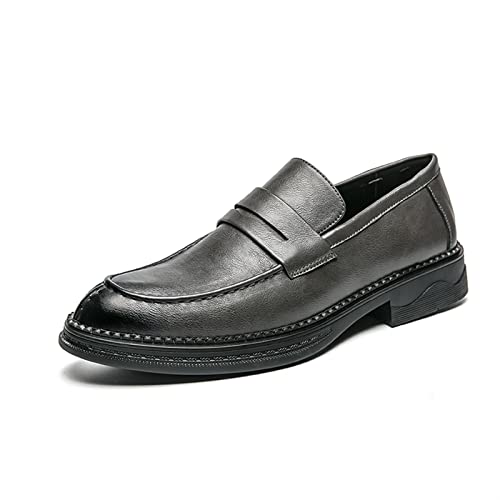 LRUII Loafer-Schuhe, Mokassins für Herren, einfache Slip-On-Penny-Loafer, veganes Leder, rutschfest, Flacher Absatz, Flexible Outdoor-Slipper von LRUII