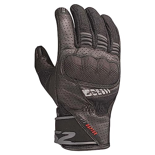 LS2 Handschoenen Air Raptor zwart maat M | geeignet für den Frühling;Sommer | hochwertigen Leder/Air mesh | Abriebfestigkeit | Reißfestigkeit | Aufprallschutz | Ergonomisch | von LS2