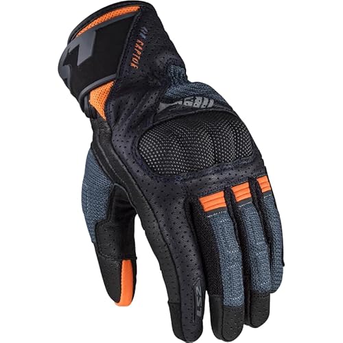 LS2 Handschuhe Air Raptor blau/orange | geeignet für den Frühling;Sommer | hochwertigen Leder/Air mesh | Abriebfestigkeit | Reißfestigkeit | Aufprallschutz | Ergonomisch | von LS2