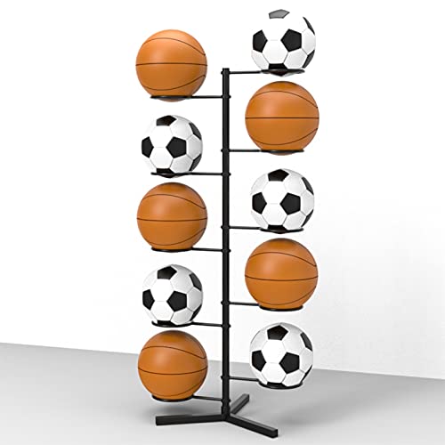 Boden-Basketball-Aufbewahrungs-Organizer-Halter, robustes, freistehendes Sportball-Aufbewahrungsregal, Ball-Ausstellungsständer mit großer Kapazität für drinnen und draußen (Größe: 10 Bälle halten) von LSDFW