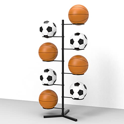 Boden-Basketball-Aufbewahrungs-Organizer-Halter, robustes freistehendes Sportball-Aufbewahrungsregal, Ball-Ausstellungsständer mit großer Kapazität für drinnen und draußen (Größe: 8 Bälle halten) von LSDFW
