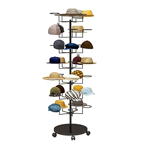 LSDFW Rollbarer Hutständer mit großer Kapazität für Hutsammlung/Cowboyhüte, Bodenmetall-Hochleistungs-Perückenhalter, Home Store Modernes Hutbaumregal (Farbe: Schwarz, Größe: 7 Etagen) Hello von LSDFW
