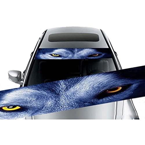 3D Wolfaugen Aufkleber Auto Windschutzscheibe Aufkleber Gussfolie Banner Motorhaube Auto Aufkleber Tuning Aufkleber Auto Frontscheibe Heckscheibe Sticker Racing Auto Streifen Aufkleber-133cmx21cm von LSGGTIM