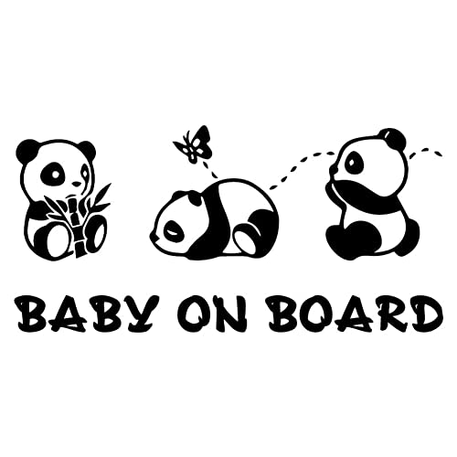 LSGGTIM 5 Stück Baby on Board Aufkleber Auto, Süße Schlafender Panda Autofenster Vinyl Aufkleber für Autos LKW Vans Wände Laptop Baby in Car Babyaufkleber Auto Heckscheibe Sticker-17.5cmx8.4cm von LSGGTIM