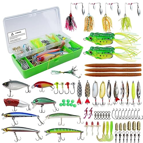 LSHEL 114 Stück Angelköder Set Angelzubehör mit Aufbewahrungsbox Fischköder Fischhaken Set für Salzwasser und Süßwasser LSHEL 114 Stück Angelköder Set Angelzubehör mit Aufbewahrungsbox Fischköder Fischhaken Set für Salzwasser und Süßwasser von LSHEL