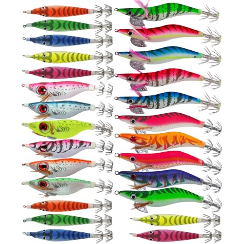 LSHEL 24PCS Squid Jig Garnelen Köder für Tihtenfisch Angeln Kunstköder in Verschiedene Größe LSHEL 24PCS Squid Jig Garnelen Köder für Tihtenfisch Angeln Kunstköder in Verschiedene Größe von LSHEL