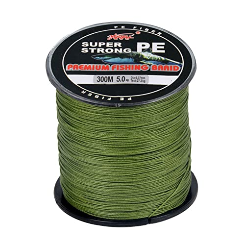 LSHEL Geflochtene Angelschnur 4 Fach Braided Fishing Line 300m, Armeegrün, 1.5#0.20mm/9.9kg/22lb von LSHEL