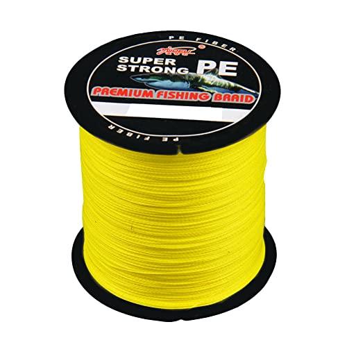 LSHEL Geflochtene Angelschnur 4 Fach Braided Fishing Line 300m, Gelb, 0.6# 0.12mm/5.6kg/12lb von LSHEL