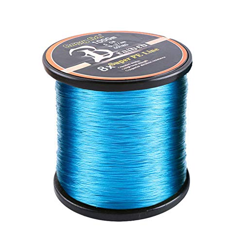 LSHEL Geflochtene Angelschnur 8fach 1000m PE Super Starke Geflochtene Schnüre, Blau, 2.0# 0.23mm/13.6kg/30lb von LSHEL